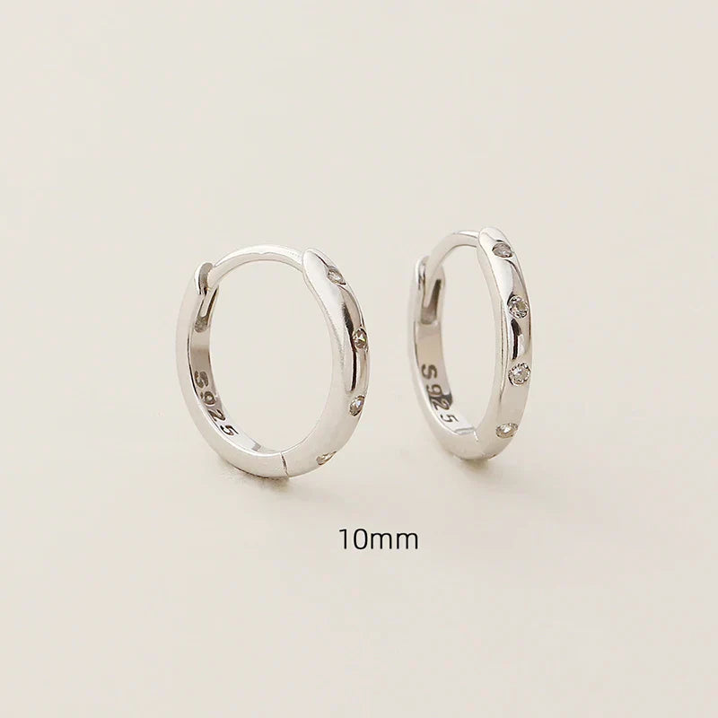 925 Sterling Silver Fashion Simple Piercing Ear Closure Statement Stacked Ear Hoop Earrings for Women Huggies Jewelry