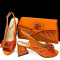 Shoes and Bags Matching Set Peep Toe High Heels for Party