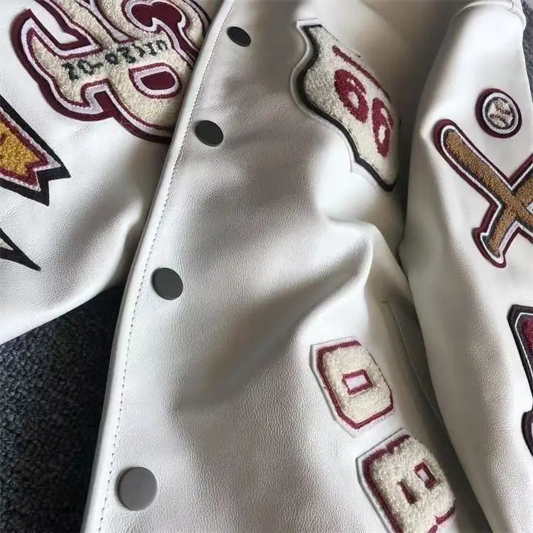 Streetwear Men Bomber Varsity Jackets Embroidery Pu Leather Jacket Baseball Motorcycle Coat Outerwear Winter Men Clothing Unisex