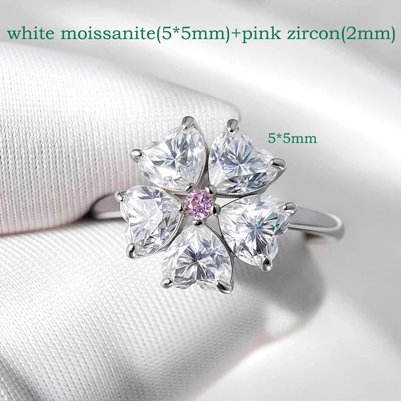 14K Plated 6 Gems Moissanite Rings for Women Luxury Wedding Lab Diamond Pure 925 Silver Band Fine Jewelry Female Ring GRA