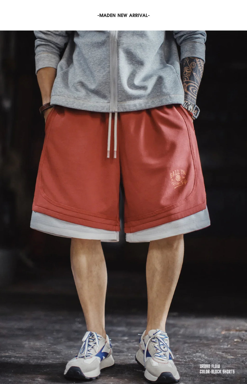 Men's American Retro Street Basketball Print Knit Sweat Shorts Breathable Loose 5 Inch Summer Daily Workout Pants Sports