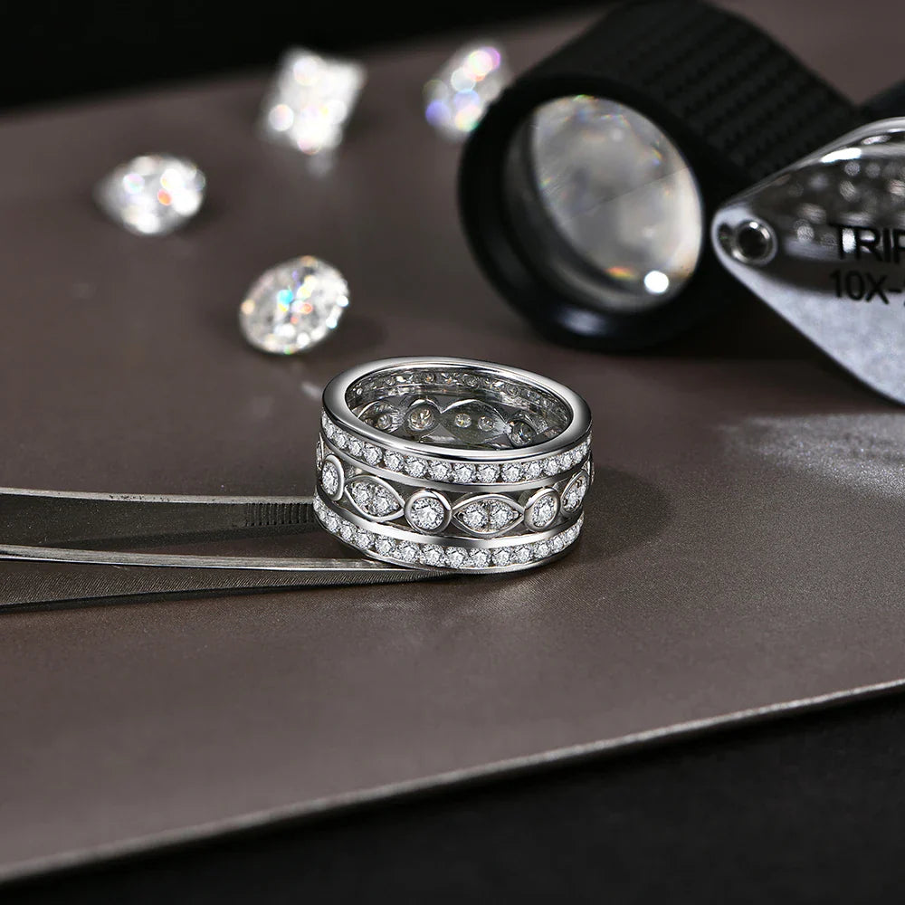 Luxury Full Moissanite Rings for Women D Color VVS1 Lab Diamond Band S925 Silver Engagement Wedding Jewelry Party Gift