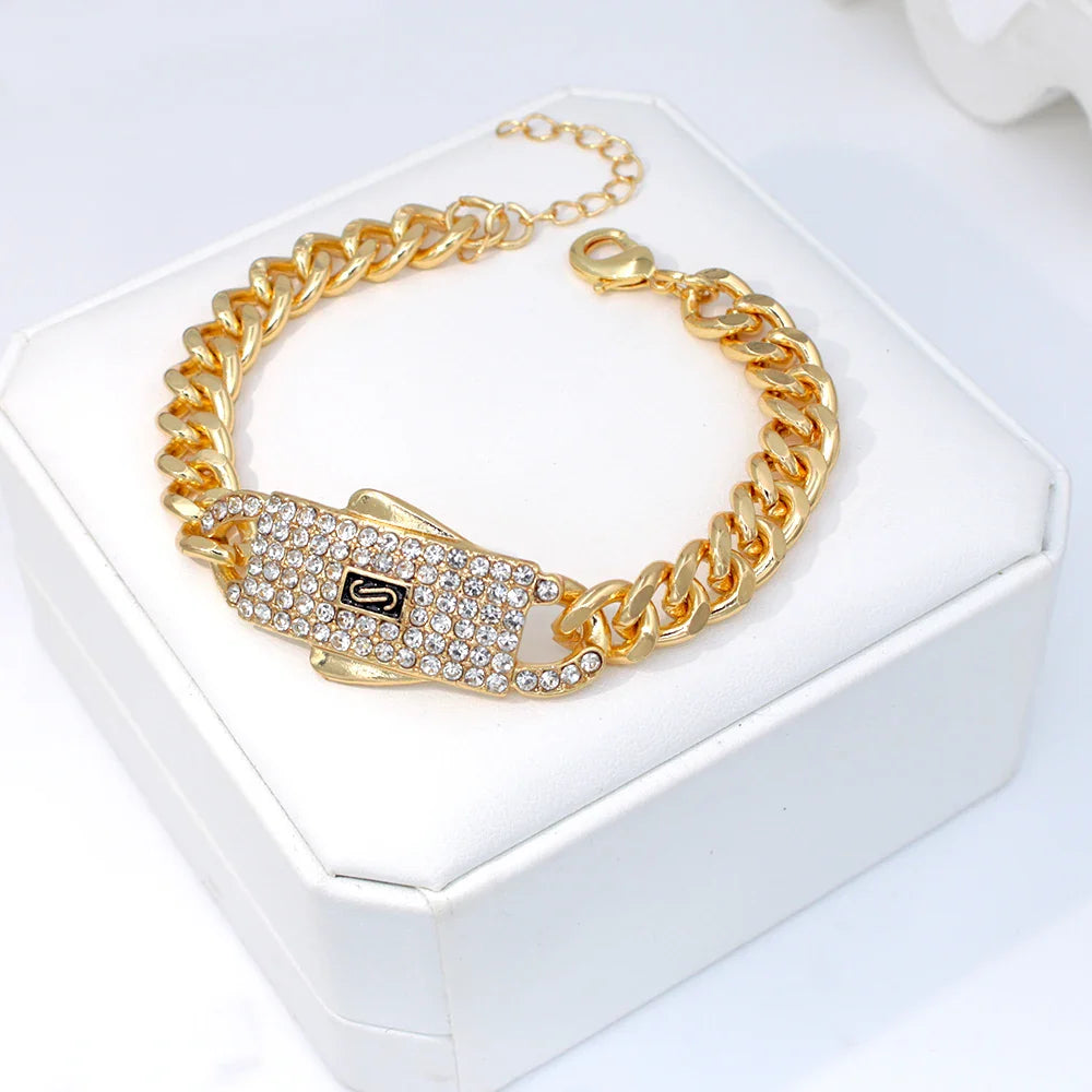 Monaco Chain 18K Gold Plated Cuban Chain Jewelry Set High Quality Necklace Bracelet 2025 New For Bridal Wedding Gift