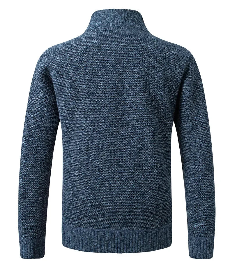 Autumn Winter New Men's Jacket Slim Fit Stand Collar Zipper Jacket Men Solid Thick Warm Jacket Men Sweater
