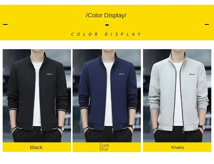 Spring Autumn New Men Lapel Jacket Coats Fashion Fabric Comfortable Breathable Sweat Absorption Comfortable Slim Version Coats