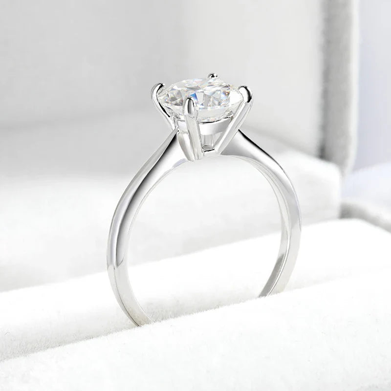 White Gold 2ct 100% Moissanite Engagement Ring for Women S925 Sterling Silver Lab Diamond Promise Wedding Band Jewelry