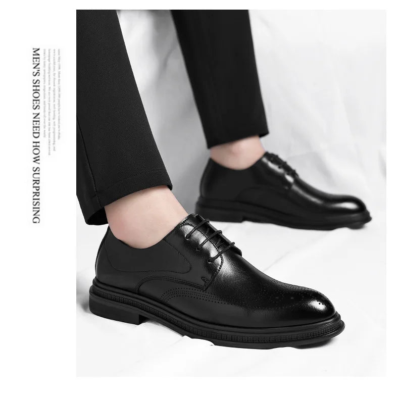 Business Formal Casual Wedding Shoes for Men Fashion New Designer Inner Increase Shoes Male Spring Autumn Retro Leather Shoe Man