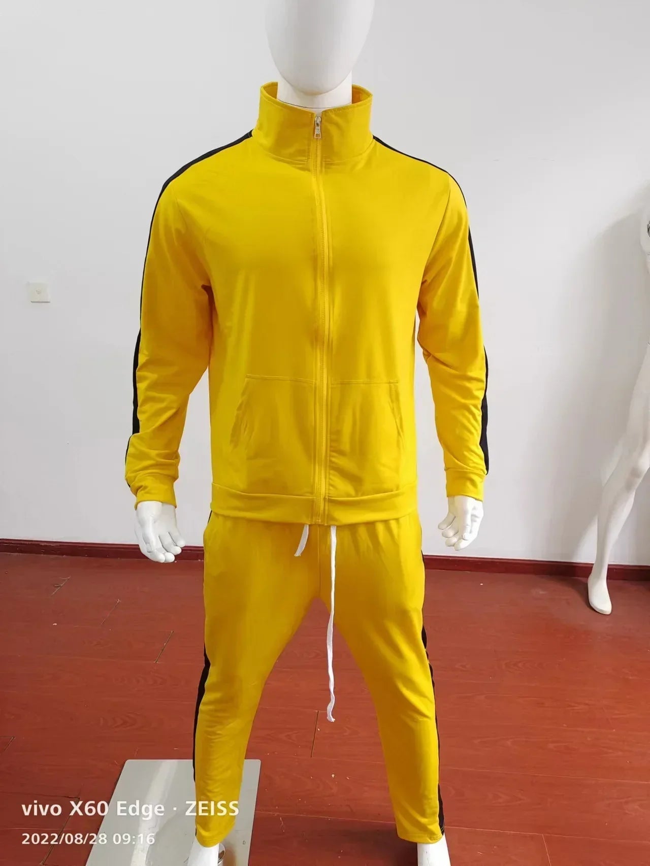2025 Spring Autumn Men's 2-Piece Set Color Blocking Zipper Stand Collar Casual Sports Jacket Sweatshirt Trousers Suit