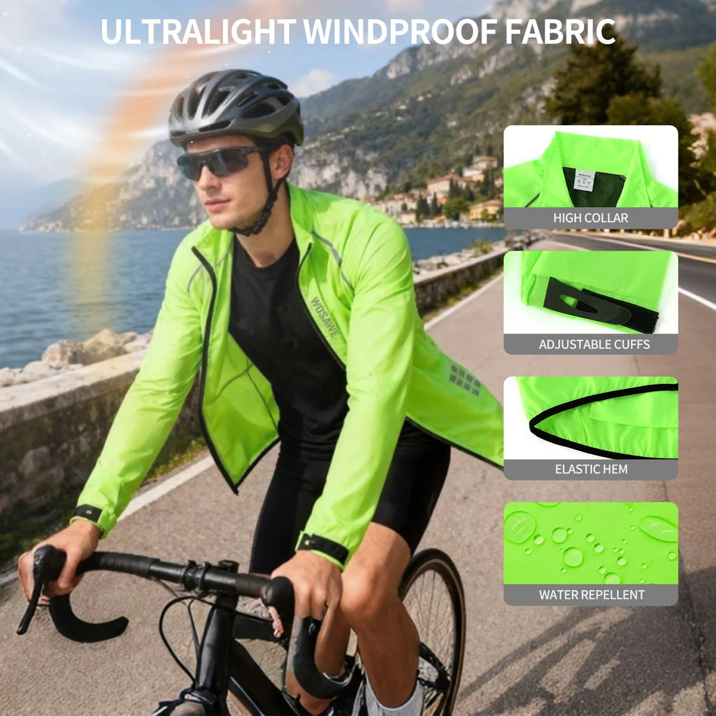 Men's Cycling Windbreaker Wind Jacket Windproof Water Repellent Mountain Bike MTB Clothing Reflective Loose Bicycle Coat