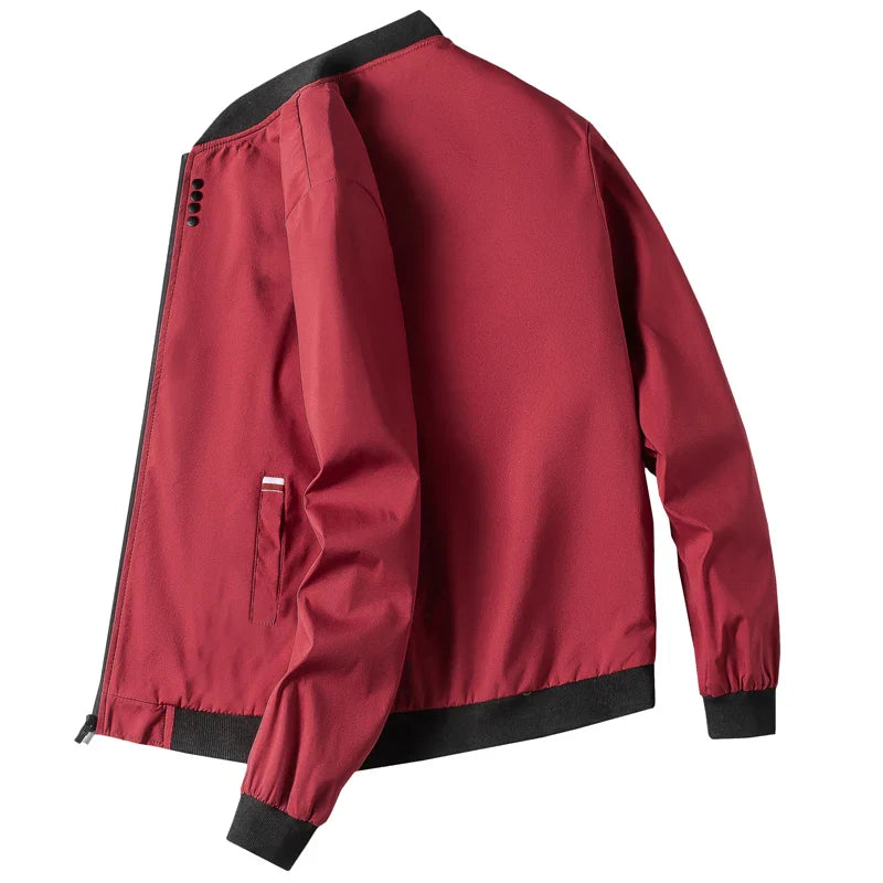 جاكيت رجالي M-4XL، جاكيت خريفي رفيع بأكمام طويلة على طراز البيسبول، جاكيت ركوب الدراجات مقاوم للرياح، جاكيت كاجوال بسحاب بلون موحد