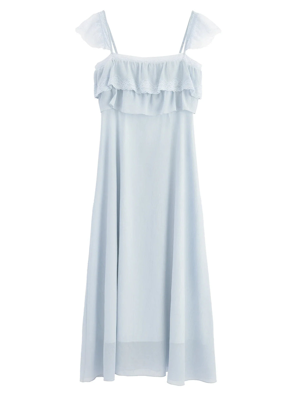 2026 Summer Women's Cap Sleeve Ruffle Hem Slip Dress, Slim Fit Flowy Maxi Dress for Y2K Coquette & Romantic Vacation Style