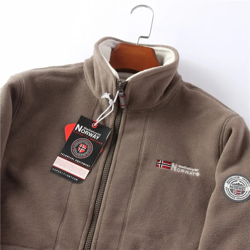 Men’s double-sided polar fleece jacket, thickened warm loose fit, autumn winter, M–XXL