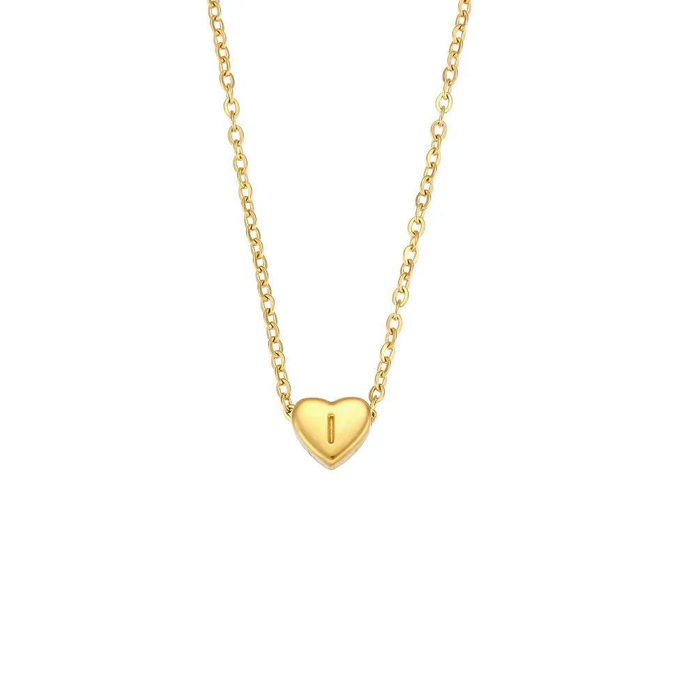 Minimalist Small Love Initial Necklace Jewelry Stainless Steel 18k Gold Plated Mini Heart Letter Pendant Necklace