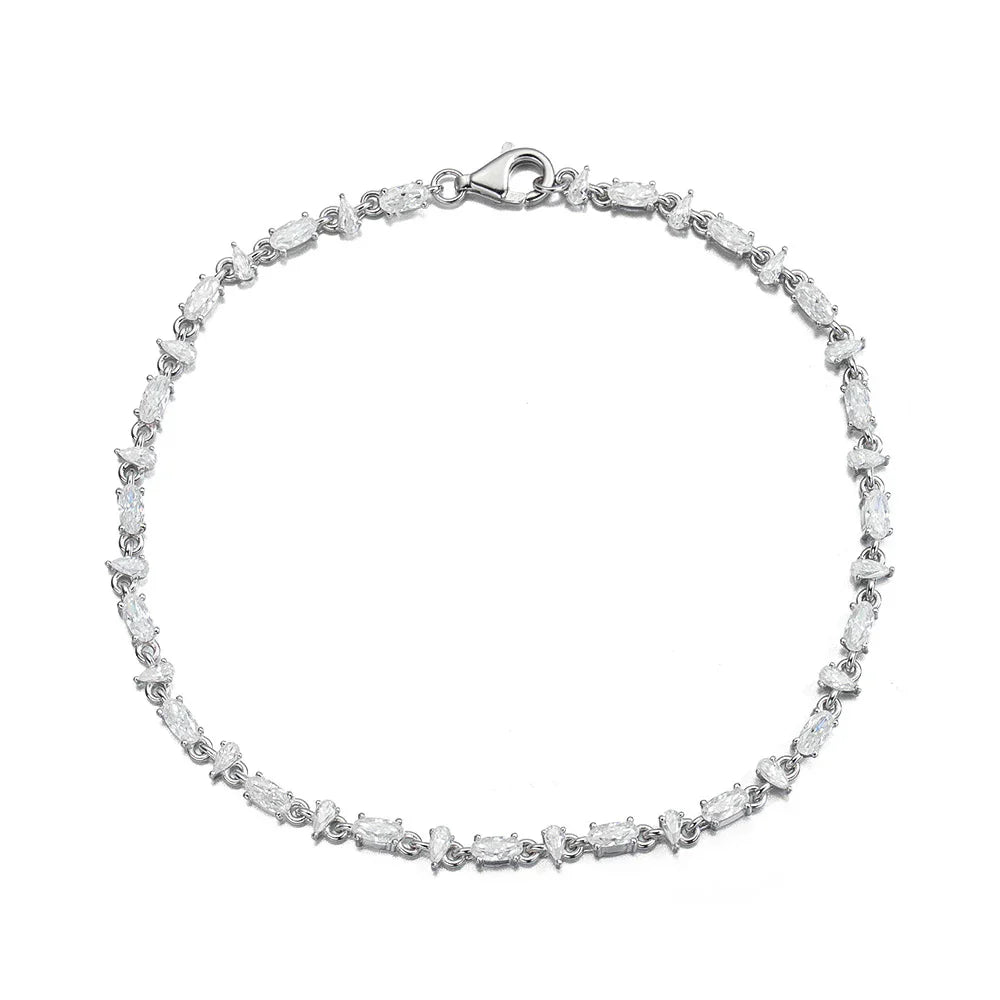 Oval Pear Cut Moissanite Tennis Bracelet s925 Silver Plated 18k White Gold GRA Certified Thin Bracelets for Women Man