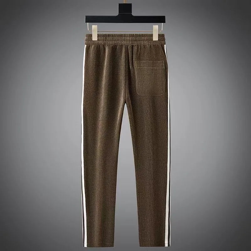 Fall and Winter Men's New Fashion Casual Sports Two-Piece Stand Neck Cardigan Jacket Trend Straight Leg Trouser Suit