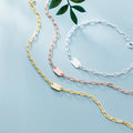 3 Color 925 Sterling Silver Simple Bracelet for Women Fashion Geometric Oval Pearl Bracelet Korea Style Fine Jewelry Gift