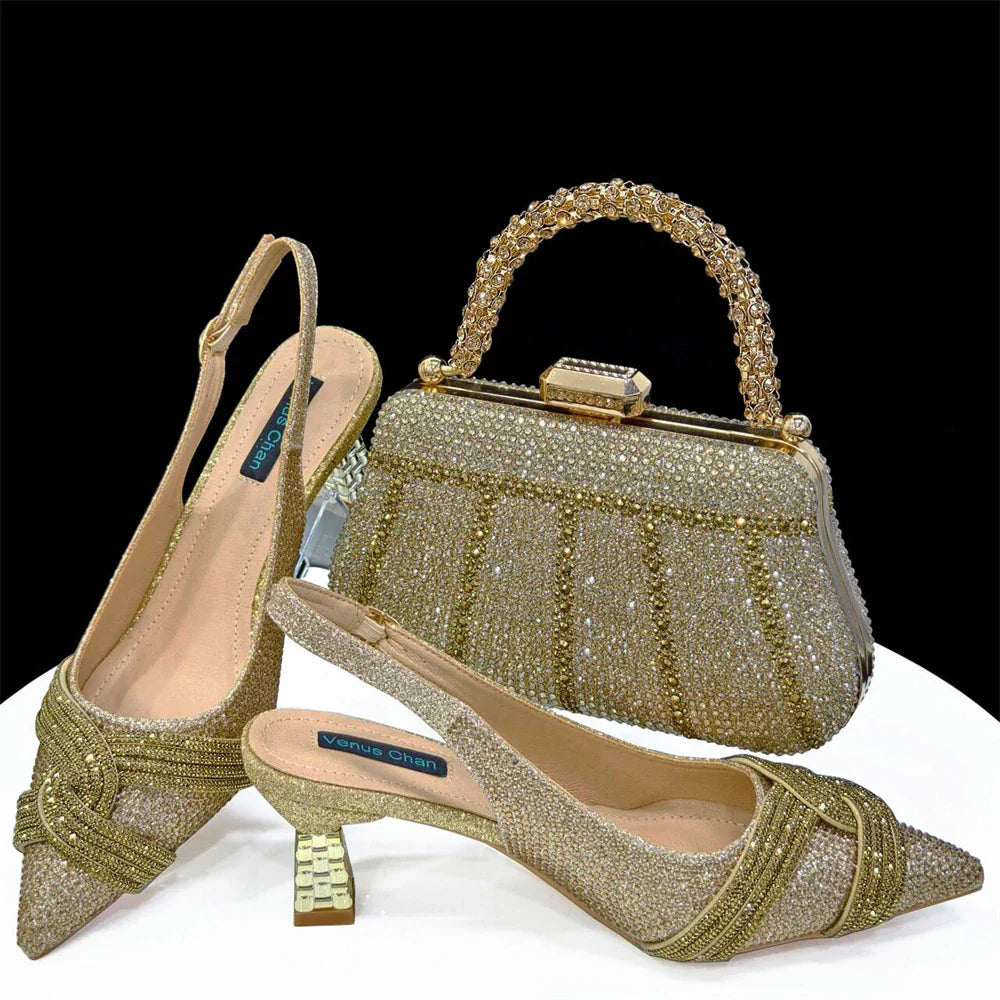 Black Hollow Design With Pointed Shoes And Fashion Three-Dimensional Bag