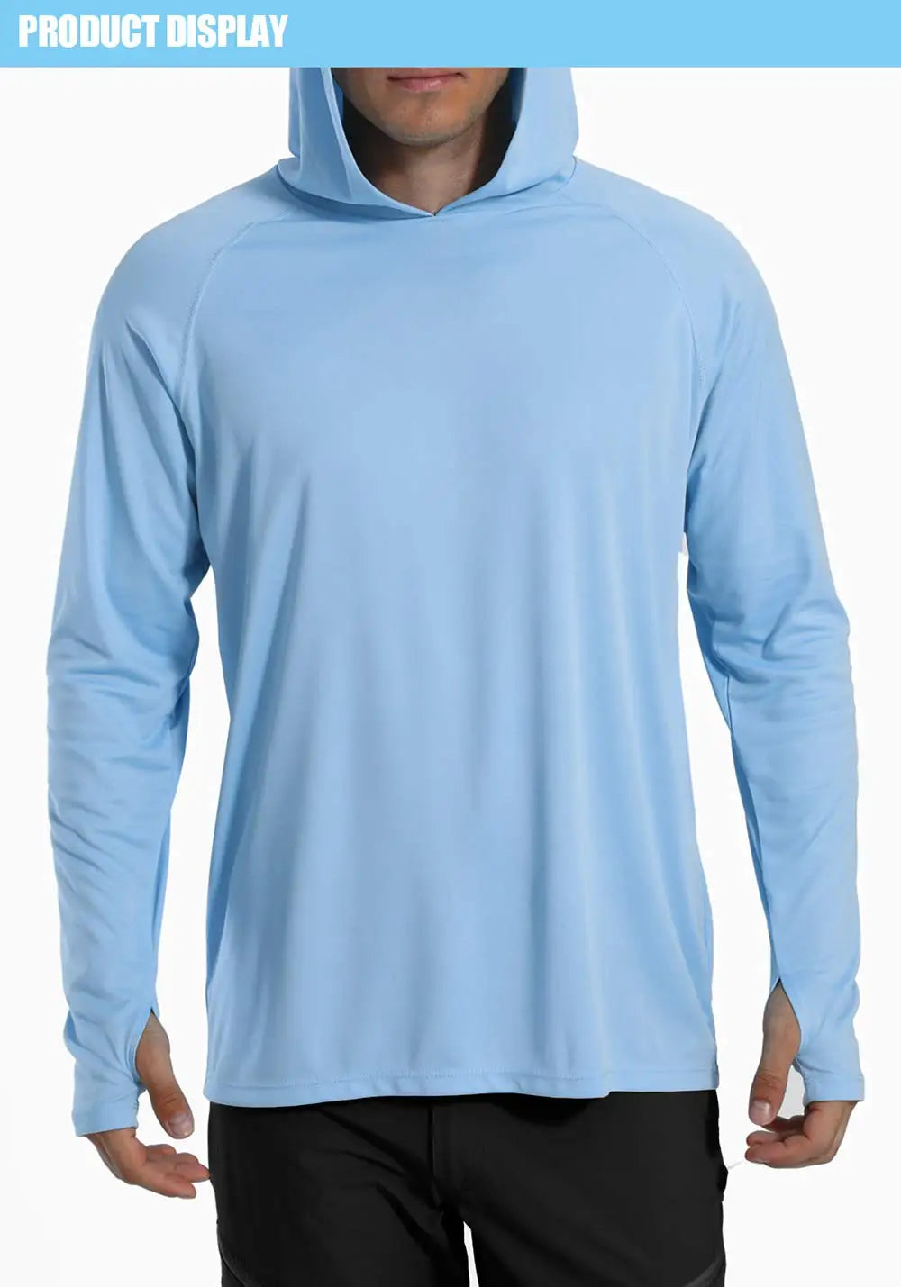 Sun Protection Shirts Mens Long Sleeve Hoodie Casual UV-Proof T-Shirts Breathable Lightweight Quick Dry T shirts Swim
