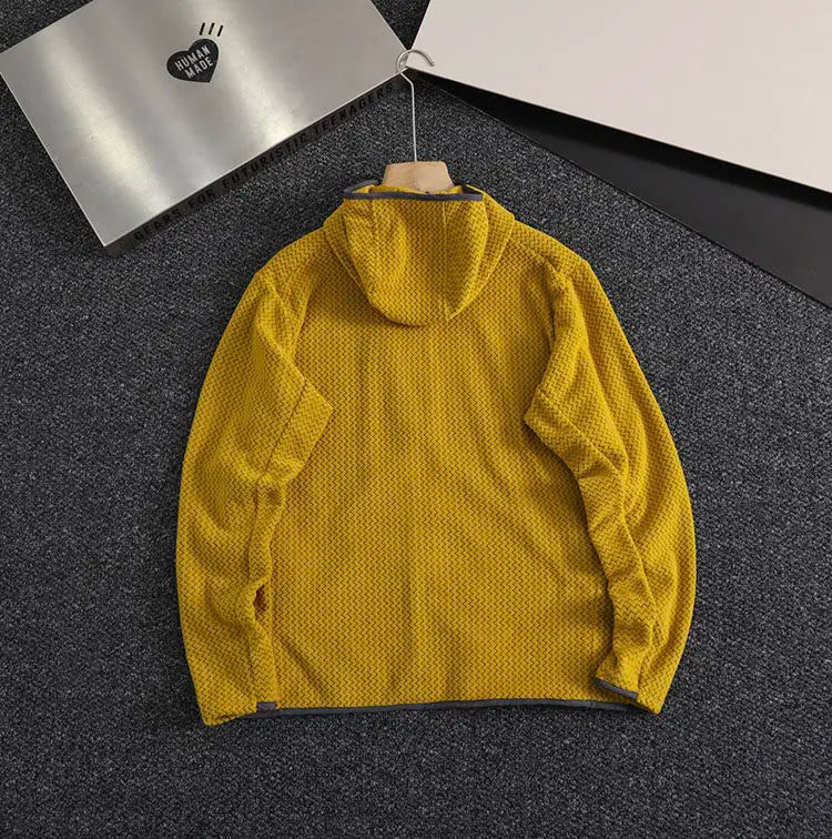 2026 Outdoor Men's and Women's Leisure Sports Fishing Travel Trend Mountain Grab Velvet Hooded Wavy Camping All-match Jacket