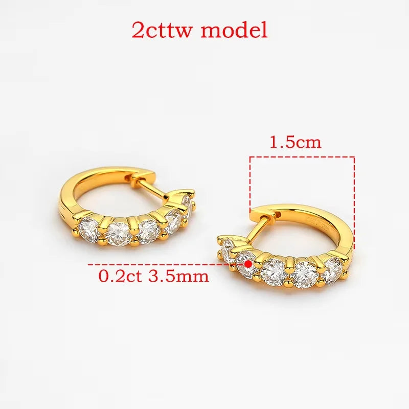 18k 3cttw Moissanite Hoop Earring for Women 4mm Stones D Color Sparkling Created Diamond Earring 100% 925 Sterling Silver