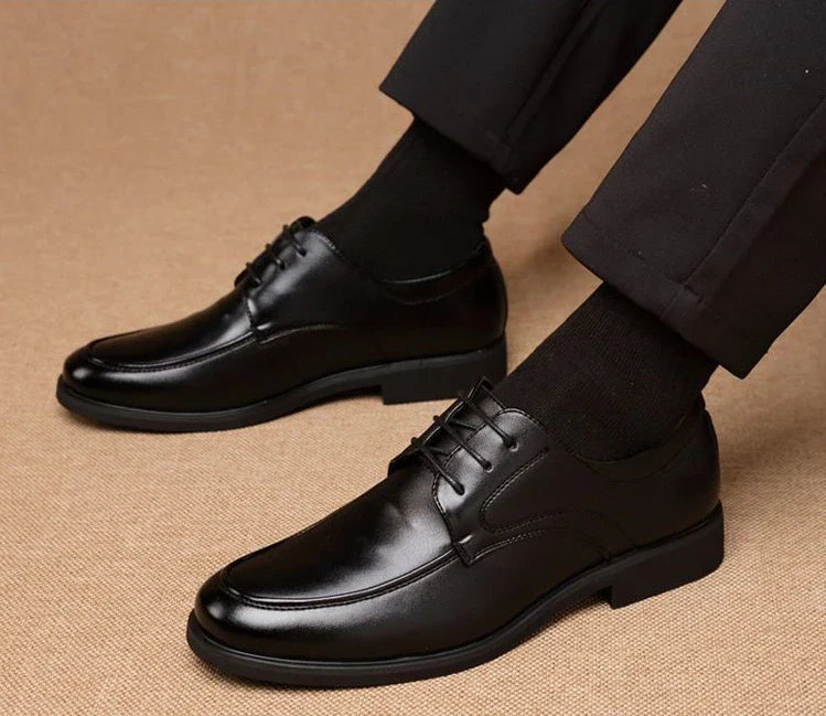 Office Men's Leather Derby Shoes Flat Black Male Casual Shoe Lace Up New in Promotion Adults Fashion 2025 Classic Original Trend