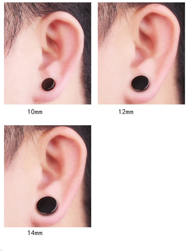 One Pair Black Stainless Steel Round Stud Earrings For Women Dumbbell Piercing Earrings Men Punk Fashion Jewelry 2-14mm