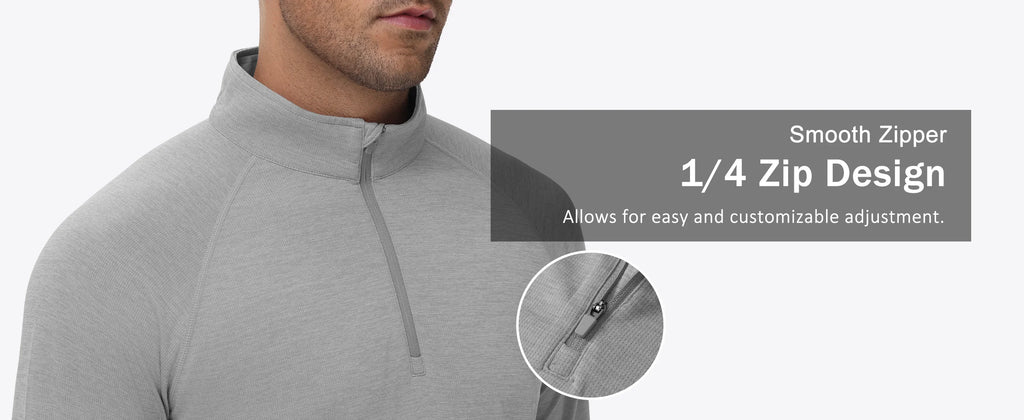 Mens Sun Protection UPF 50+ Long Sleeve Shirt Quarter Zip Pullover Quick Dry Lightweight Fishing Running Rash Guard