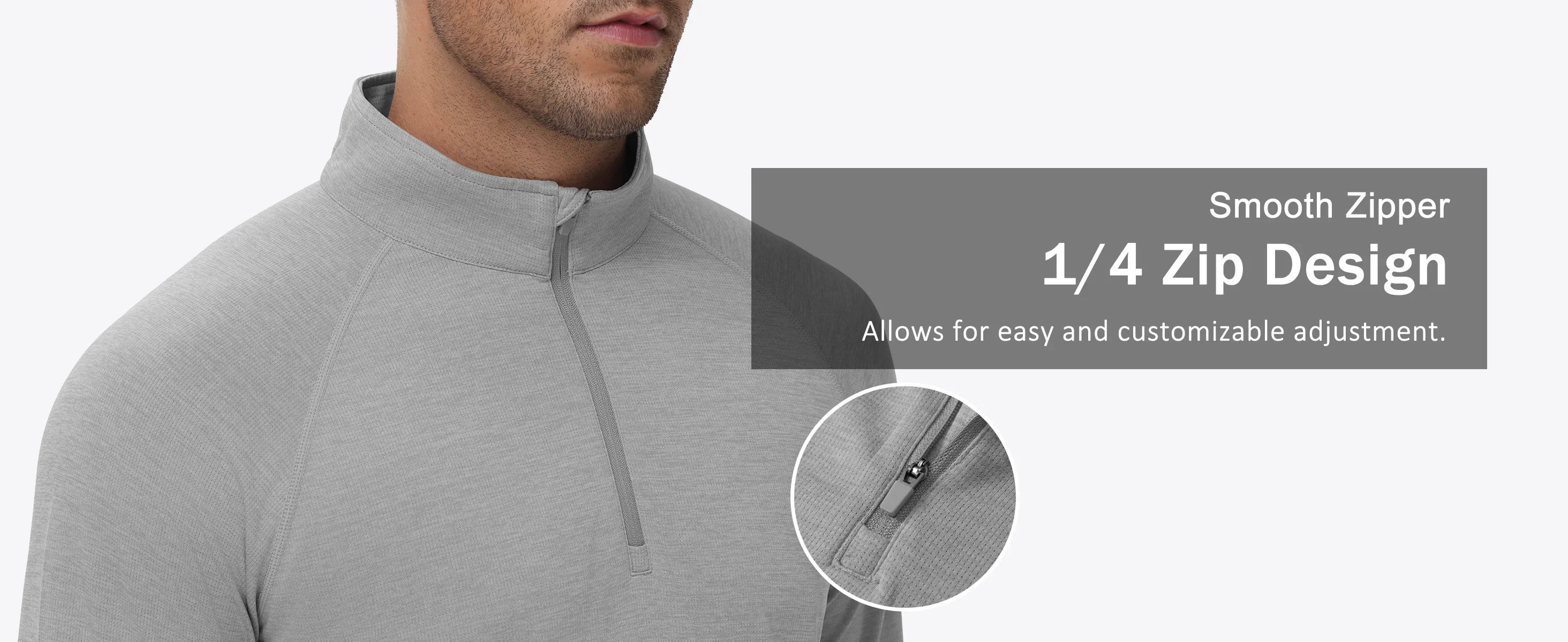 Mens Sun Protection UPF 50+ Long Sleeve Shirt Quarter Zip Pullover Quick Dry Lightweight Fishing Running Rash Guard