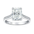3ct Cushion Cut Full Moissanite Wedding Band Ring 925 Sterling Silver with Gold Plated Eternity Band Engagement Rings