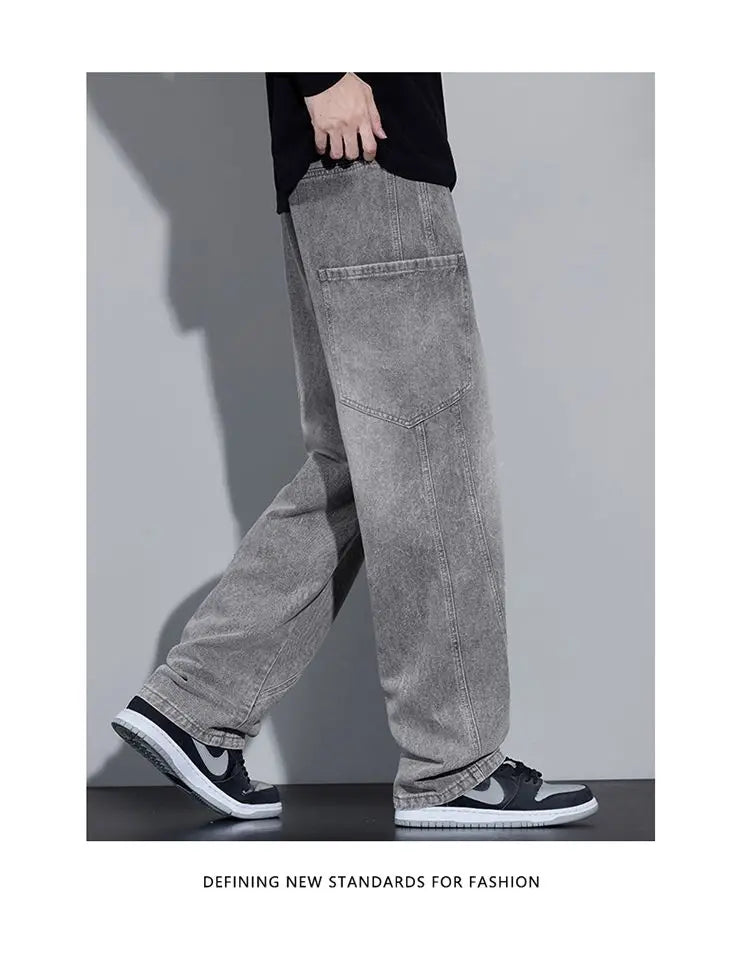 Men's Autumn and Winter New American Style Trendy Jeans with Straight Pockets and Versatile Blue Jeans in Three Colors To Choose