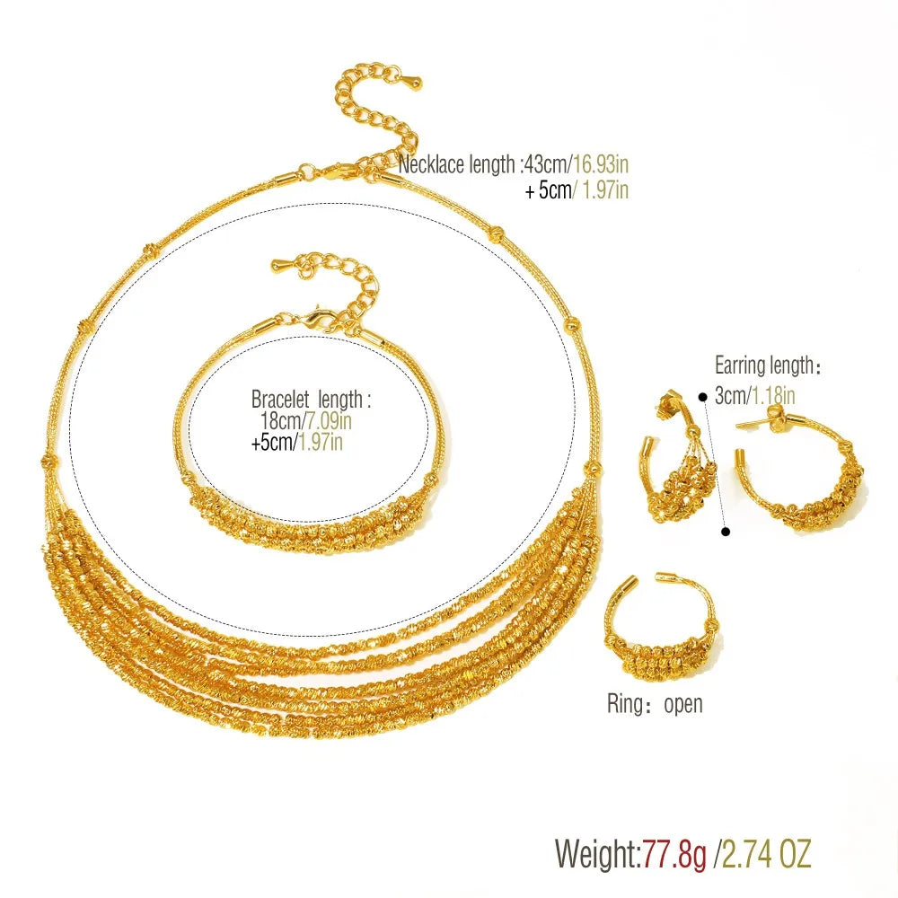 Handmade Women Jewelry Set Multi-layer 18K Gold Plated Beads Set Hight Quality Birthday Wedding Jewellery Accessories