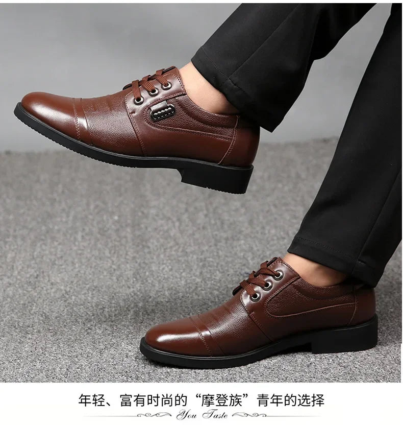 Men's Genuine Cow Leather Shoes Business Casual Shoes With Triple-Stitched Soles For Middle-Aged And Elderly Men 2025