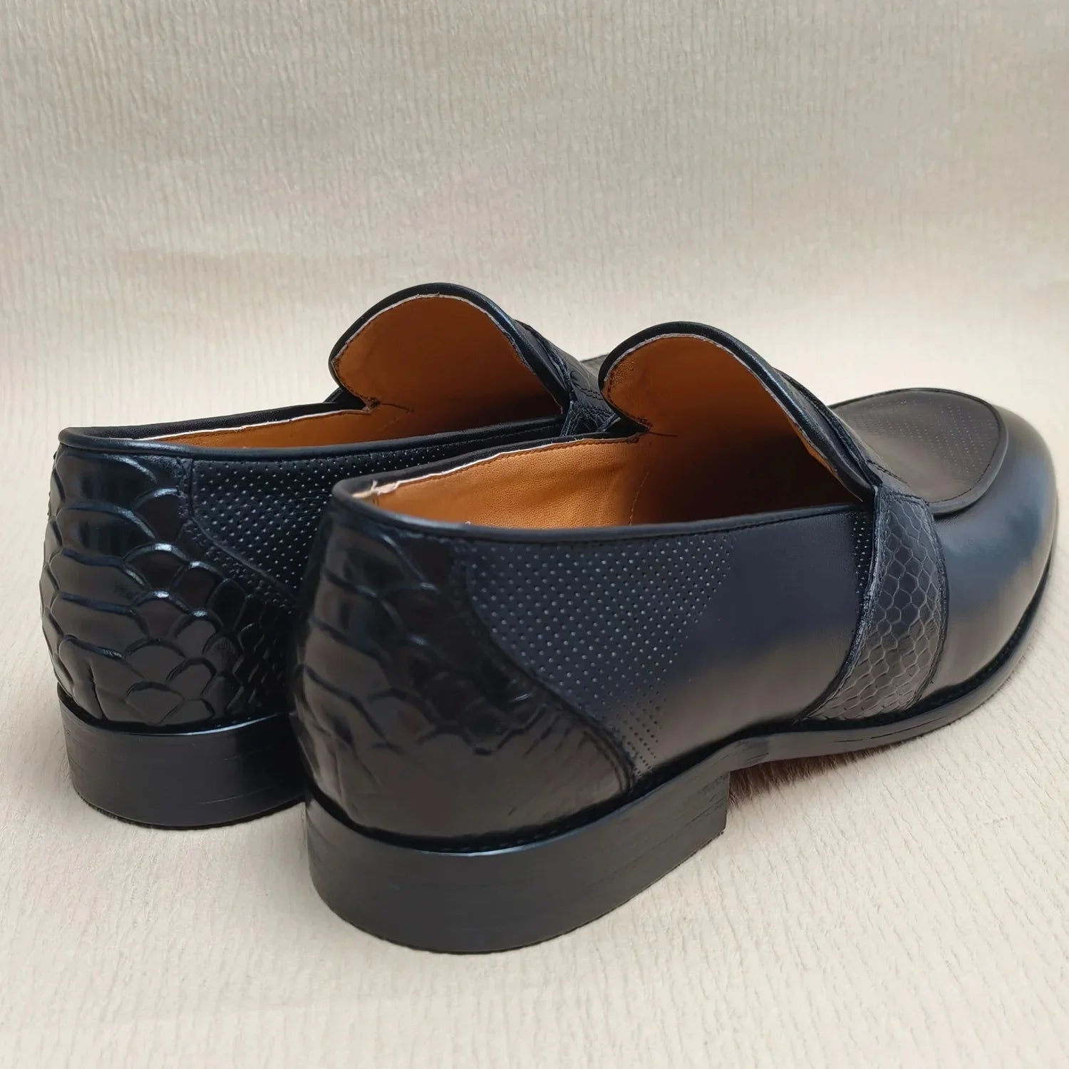 Comfortable Loafer Shoes For Men Casual Daily Wearing Office Handcrafted Black Fashion Printing Breathe Genuine Leather Shoe Men