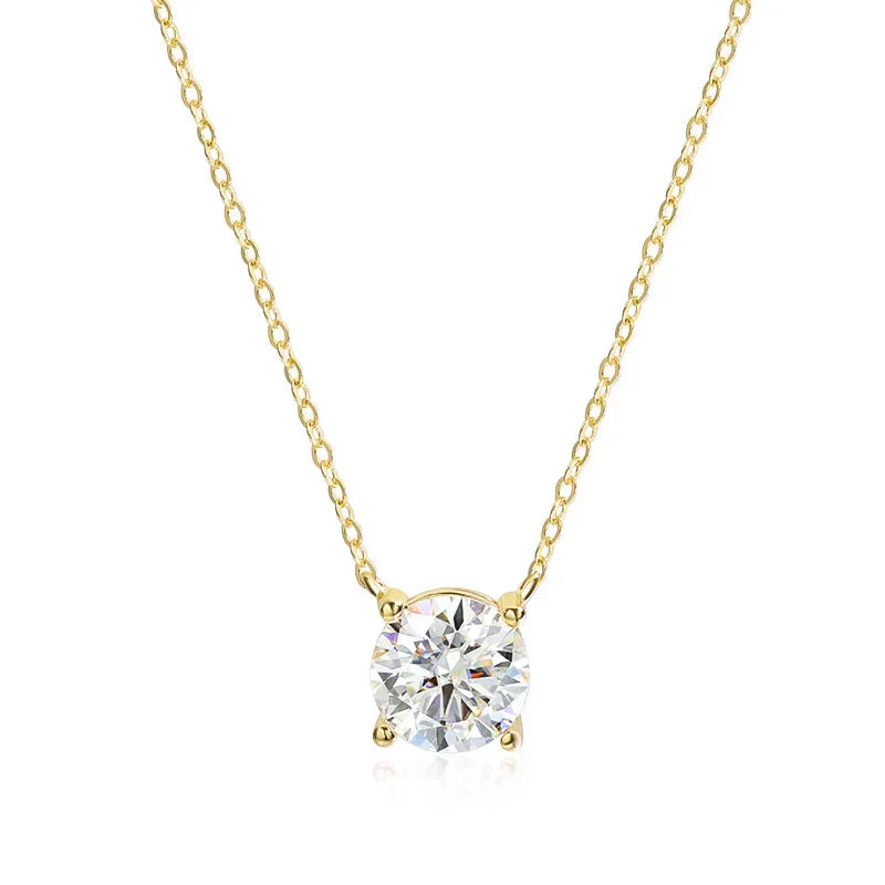 1-5CT Rose Gold Color Moissanite Necklace for Women D Color Sparkling Classic Lab Diamon Pendant Sterling Silver 925 100%
