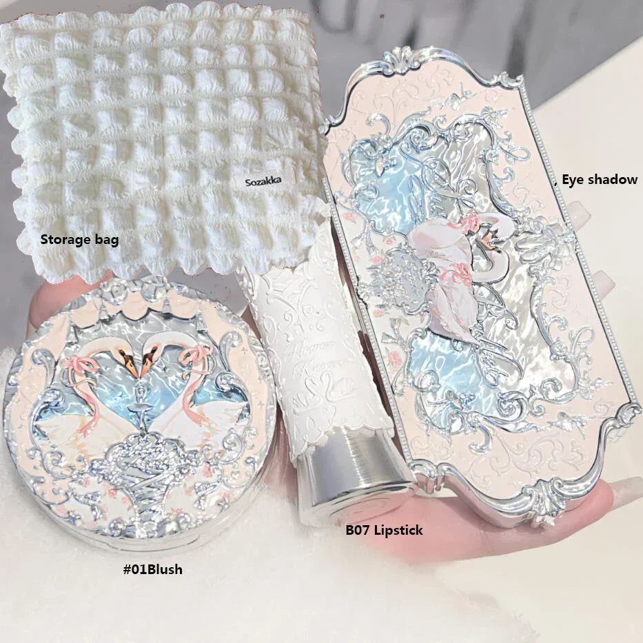 Makeup Set Box Full Swan Bear Garden Collection Embossed Blush Shine Lipstick Kit Foundation  All in Maquiagem Kit