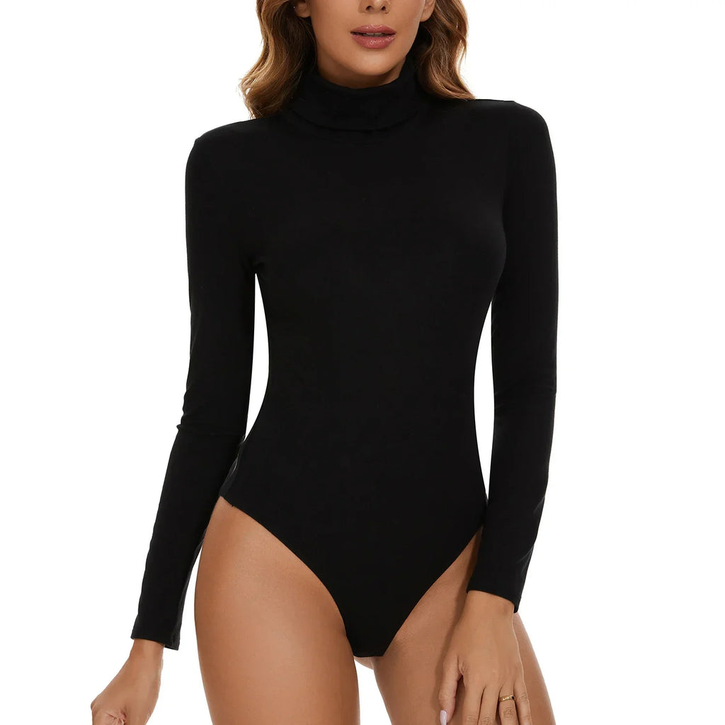 High Neck Bodysuit Women's Long Sleeved Shapewear Tummy Control Body Shaper Sexy Briefs Female Warm Clothing Autumn Winter New