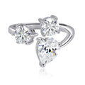 Pear/round Cut Adjustable Moissanite Rings for Women Ideal Cut Female S925 Sterling Silver Plated 18K Lab Diamond Band