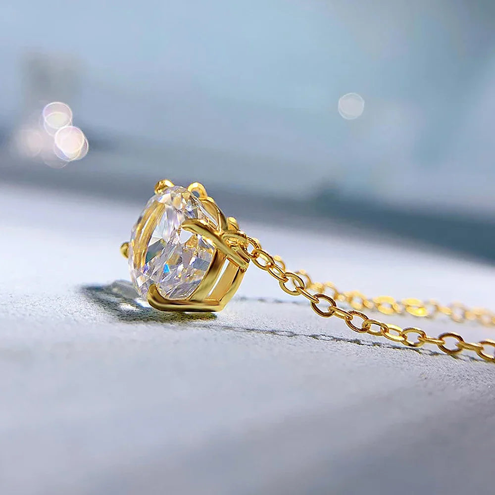 3CT Oval Cut Moissanite Pendant Necklace for Women  Certified 8*10mm Lab Diamond Neck Chain 925 Sterling Silver Fine Jewelry