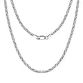 100% 925 Sterling Silver 2.5mm Flat Byzantine Link Chain Necklace for Women Italian Dainty Silver Jewelry SC79
