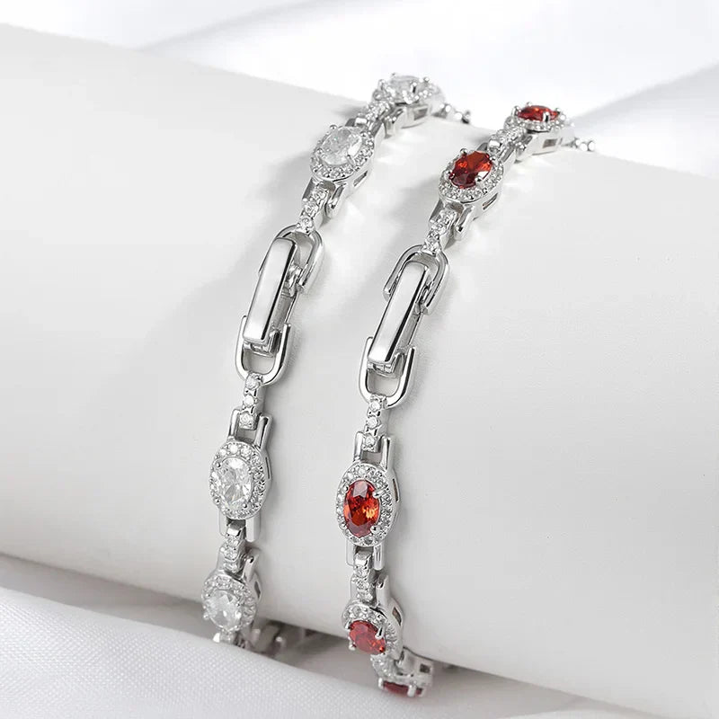 Oval Cut Zircon/moissanite Full Diamond Bracelets for Women Luxury Jewelry Bride Sparkling Bangles S925 Sterling Silver