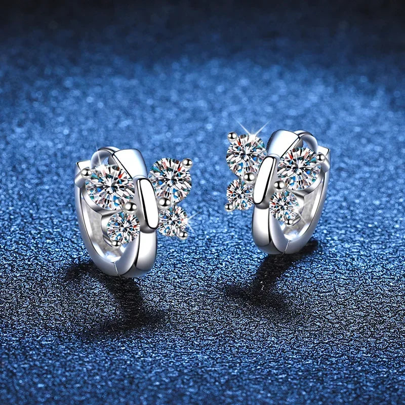 Real 1.6cttw D Color Full Moissanite Hoop Earrings for Women Girls S925 Silver Earring Party Small Ear Buckle Wholesale