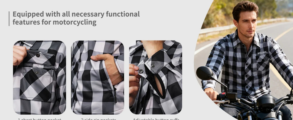Men's Women's Winter Motorcycle Jacket Warm Motocross Motorbike Checkered Casual Outdoor Riding Shirts