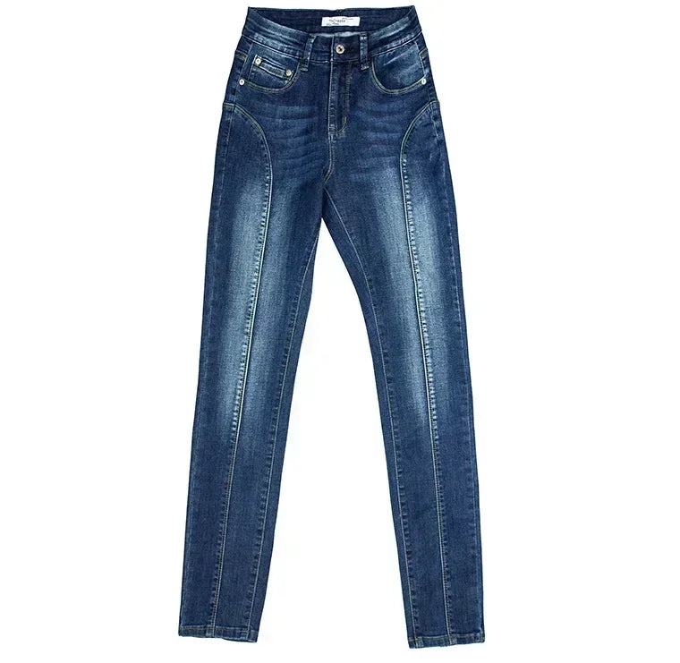 Jeans for Women Push Up Denim Pants Moto Biker Skinny Jeans 2024 Fashion Clothes Pantalones De Mujer Pantalon Femme Blue 2XL 3XL