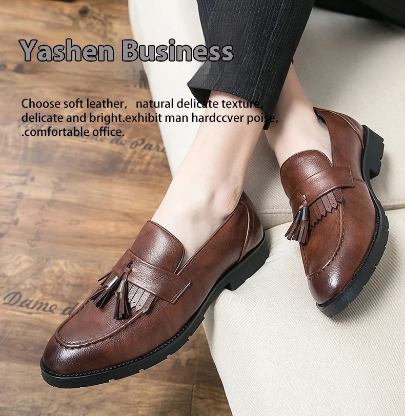 Tassel vamp loafers all match youth suit beamers men Korean version of British men's shoes best man shoes fashion
