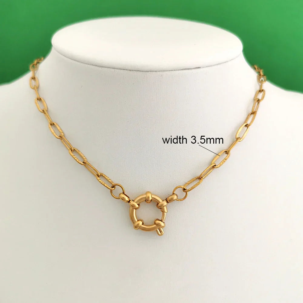 Necklace Women Men Choker Stainless Steel Geometric Rolo Link Cuba Paperclip Chain