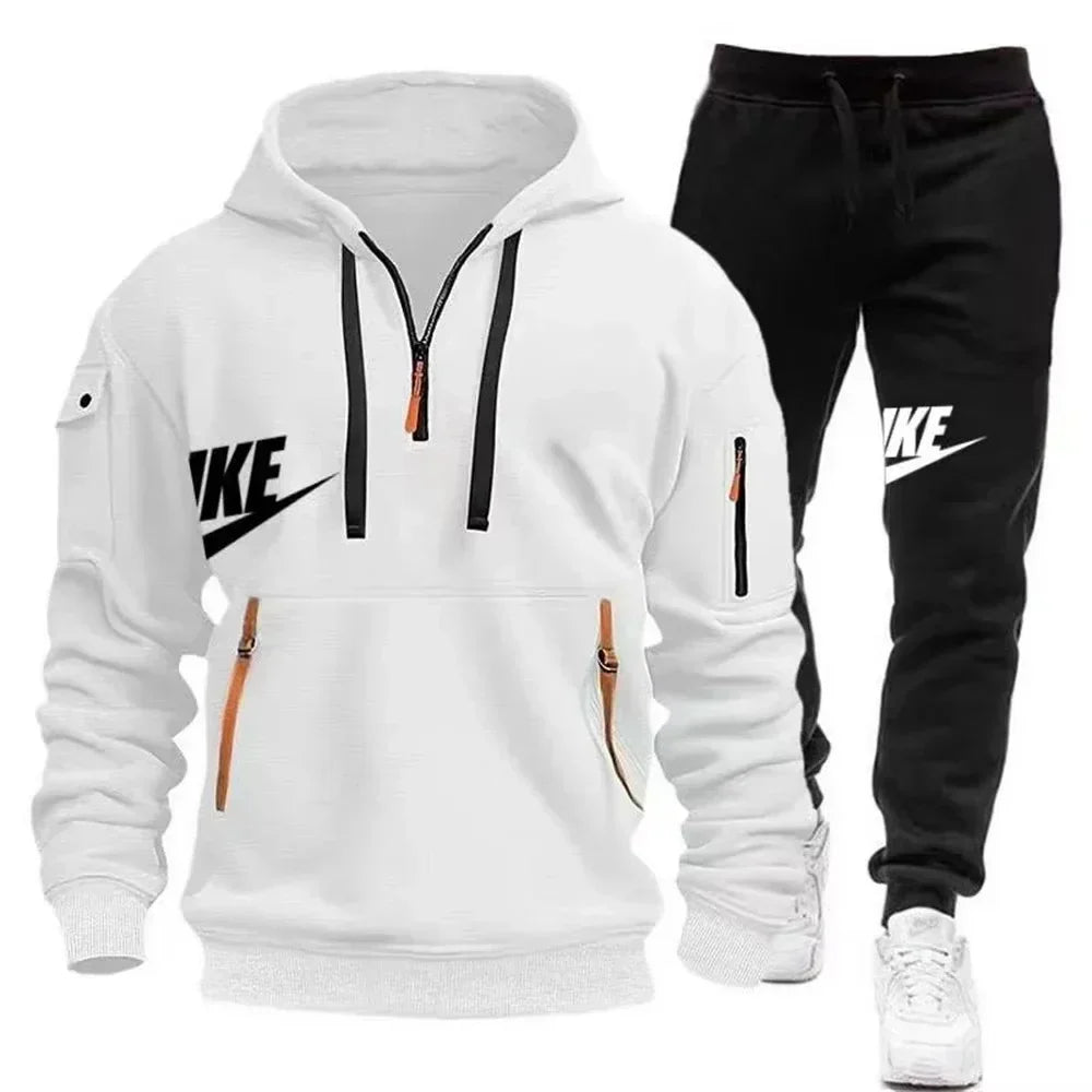 2026 New men's autumn and winter suit zipper hoodie + trousers suit casual men's sportswear