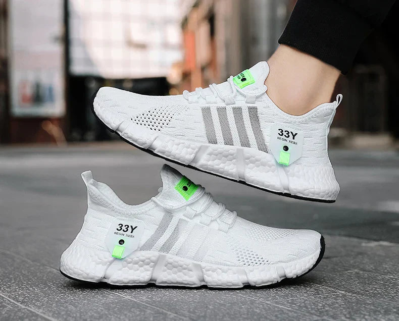 Breathable Mesh Men Shoes Trendy Lightweight Walking Flats Plus Size Male Tennis Sneakers Outdoor Running Fitness Shoes 2024