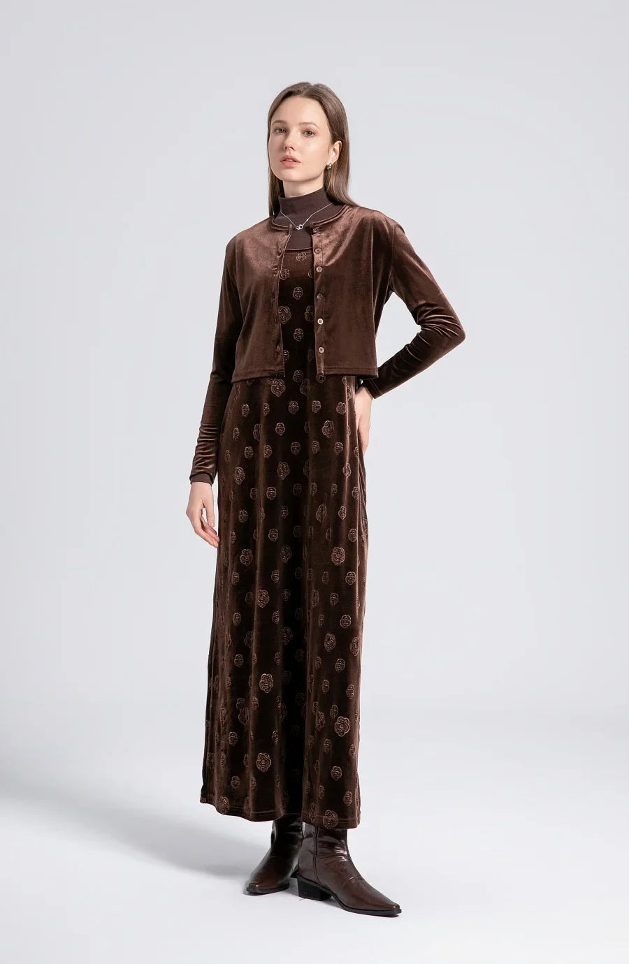 2024 Fall- winter velvet woman clothes adjustable strap dress + basic tops + cardigan + sleeveless dress (ship out in 1 day)
