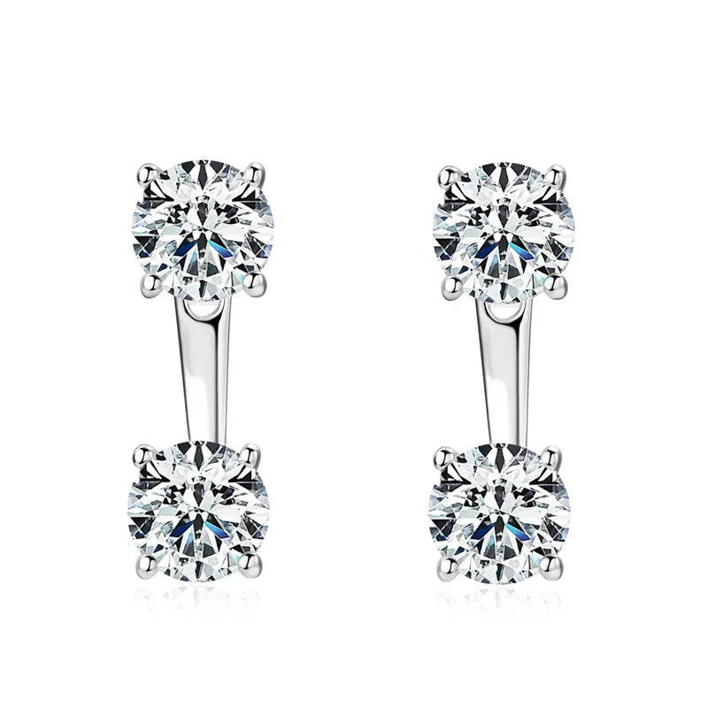 2 in 1 Full D Color Moissanite Stud Earrings for Women S925 Silver 4.6cttw All Diamond Earring Pierced Ear Fine Jewelry