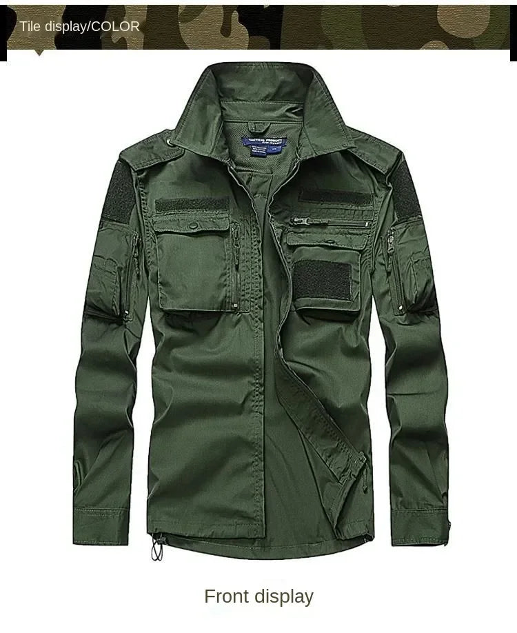Summer Tactical Sets Mens Outdoor Breathable Multiple Pockets Combat Training  Long Sleeve Shirts Cargo Pants Suits Male